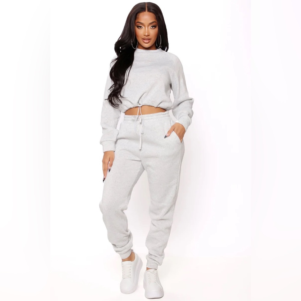 Fashion Nova Jogger Set | Heather Grey | Size Small